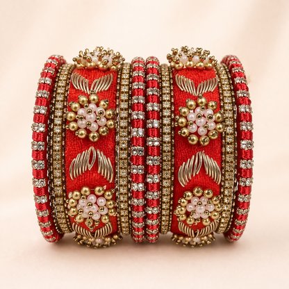 Shrikaa Velvet Bangles SVB-1009 - Red
