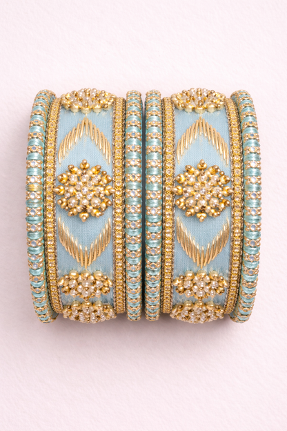Shrikaa Velvet Bangles SVB-1009 - Sky Blue