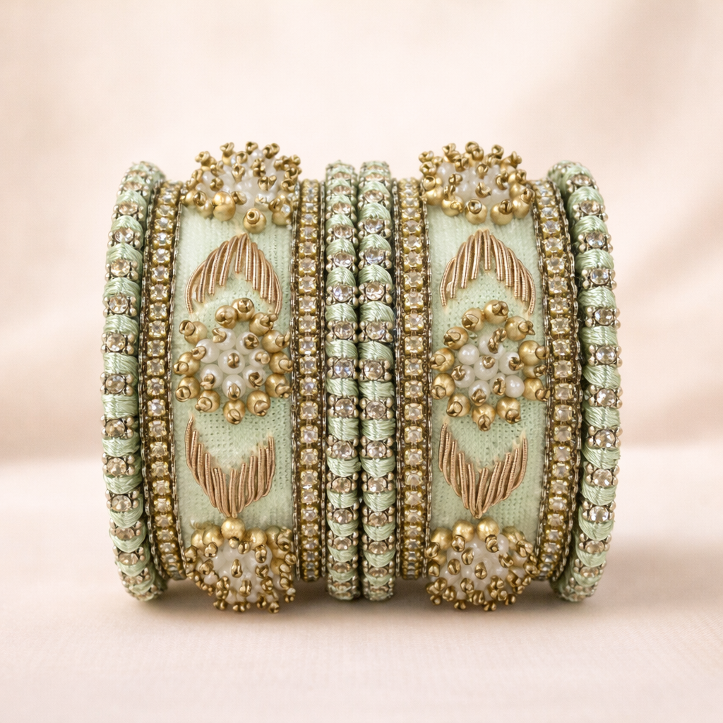 Shrikaa Velvet Bangles SVB-1009 - Light Pista