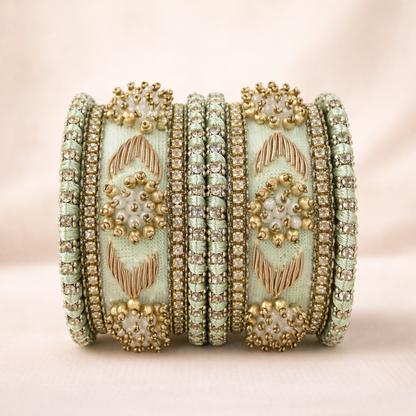 Shrikaa Velvet Bangles SVB-1009 - Light Pista