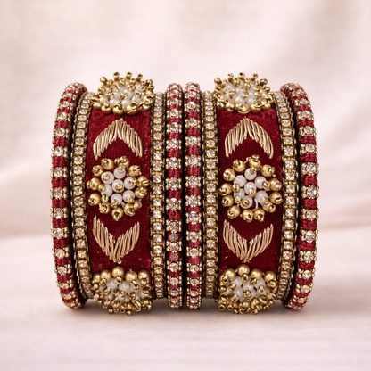 Shrikaa Velvet Bangles SVB-1009 - Maroon