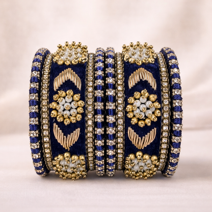 Shrikaa Velvet Bangles SVB-1009 - Navy Blue