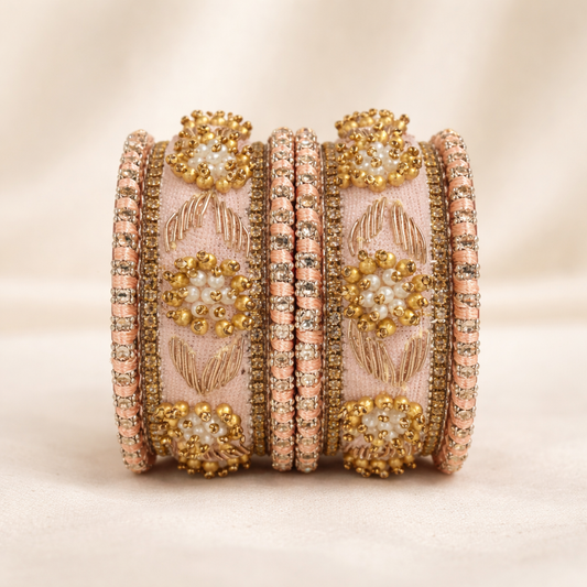 Shrikaa Velvet Bangles SVB-1009 - Blush Pink