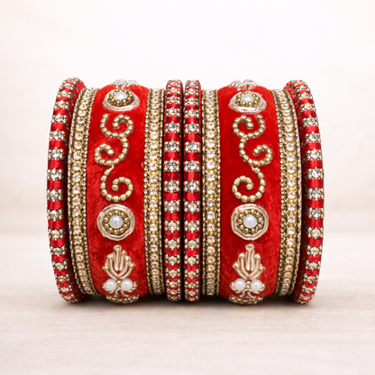 Shrikaa Velvet Bangles SVB-1010 - Red