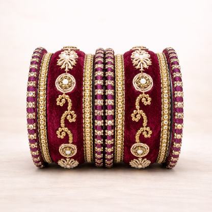 Shrikaa Velvet Bangles SVB-1010 - Wine