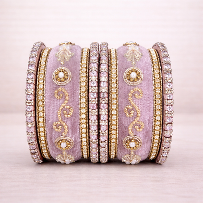 Shrikaa Velvet Bangles SVB-1010 - Baby Pink