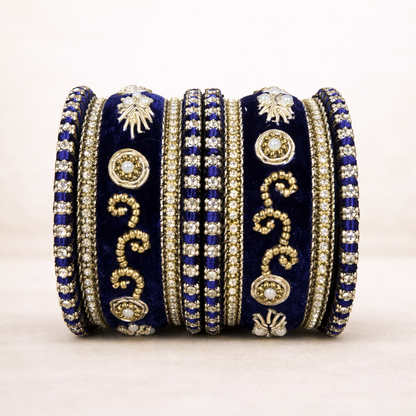 Shrikaa Velvet Bangles SVB-1010 - Navy Blue