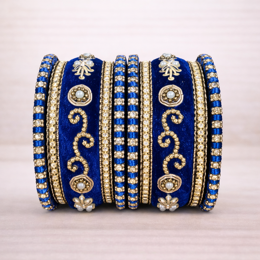 Shrikaa Velvet Bangles SVB-1010 - Royal Blue