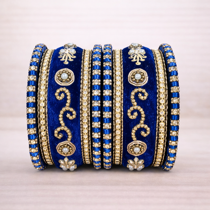 Shrikaa Velvet Bangles SVB-1010 - Royal Blue