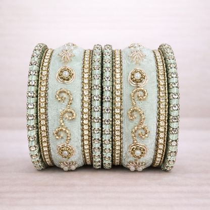 Shrikaa Velvet Bangles SVB-1010 - Light Pista