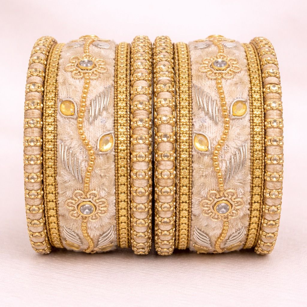 Shrika Velvet Bridal Bangles – Floral Multi-Color Set