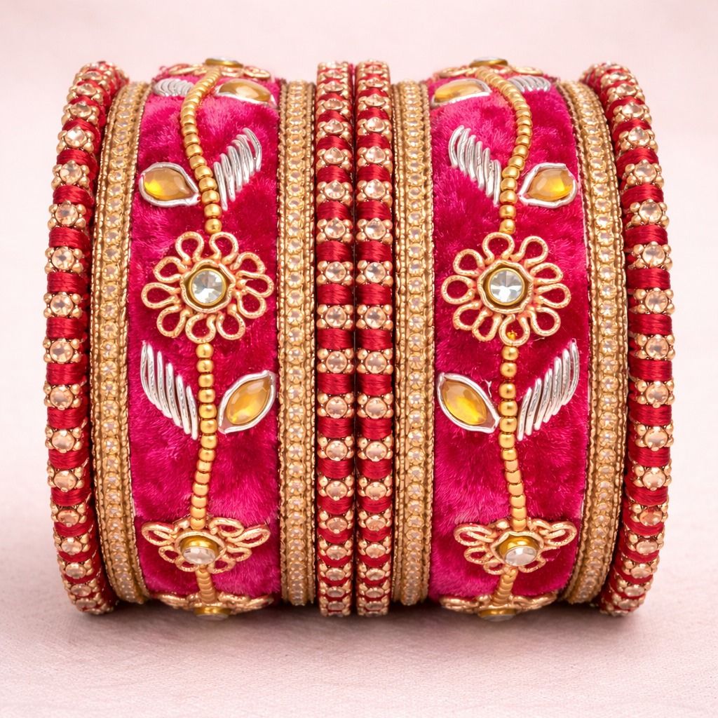 Shrika Velvet Bridal Bangles – Multi Color Collection