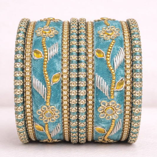 Shrika Velvet Bangles – Traditional Multi-Color Design