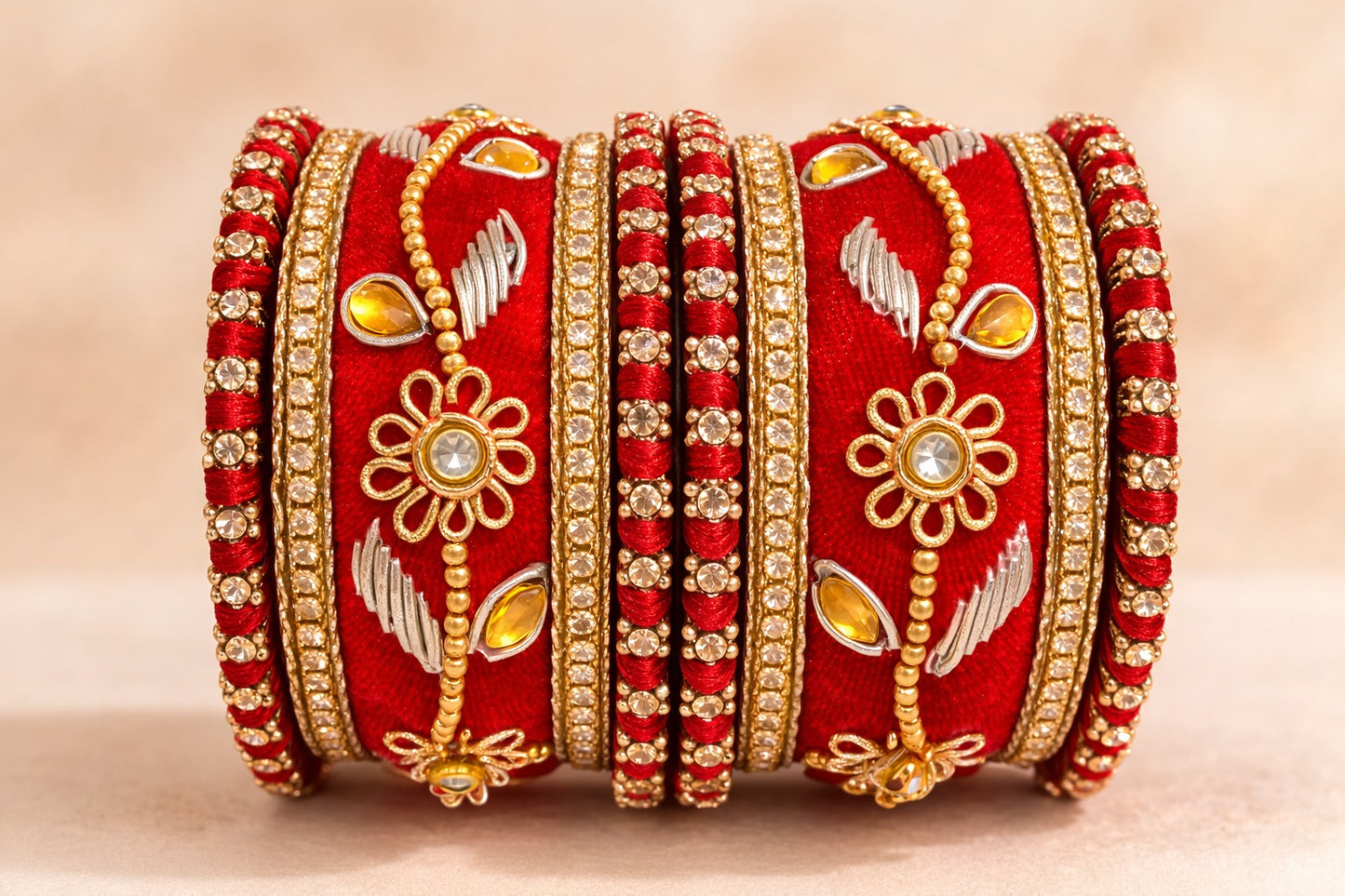 Shrikaa Velvet Bangles SVB-1011 - Red