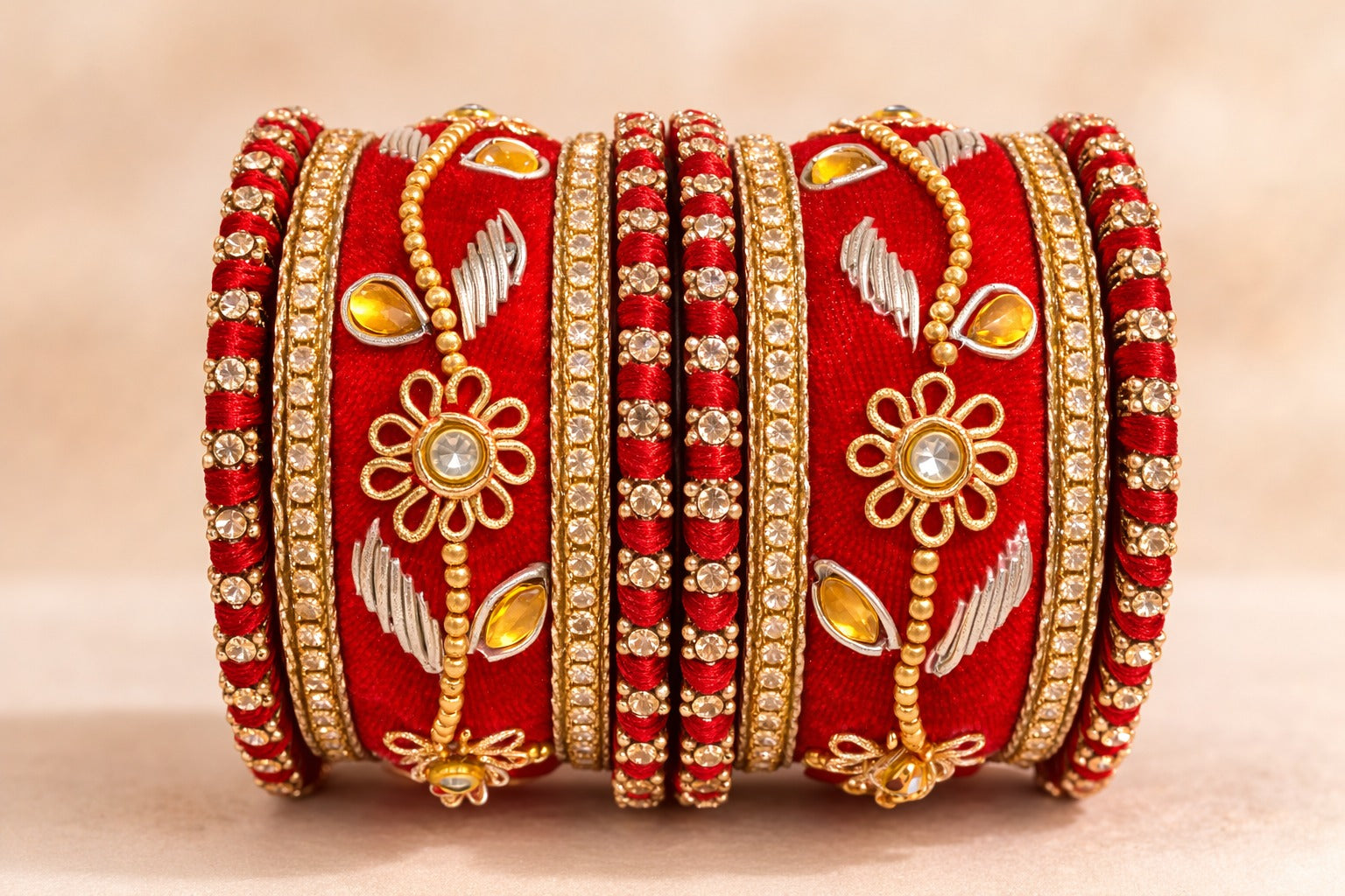 Shrikaa Velvet Bangles SVB-1011 - Red