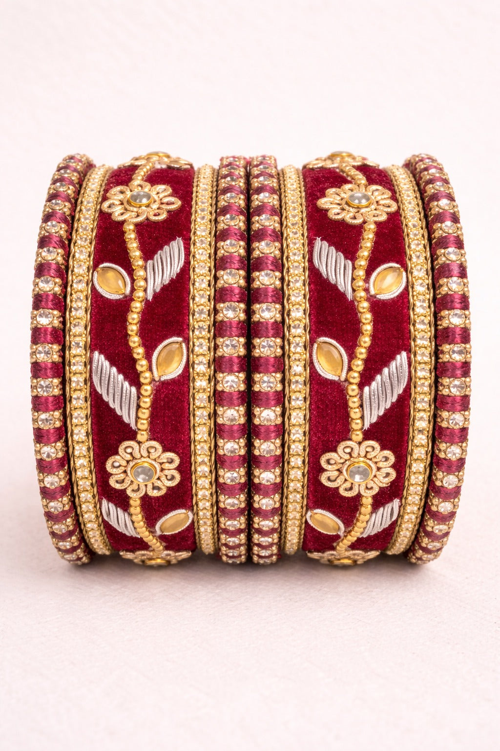 Shrikaa Velvet Bangles SVB-1011 - Wine