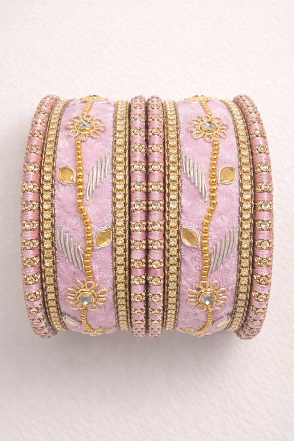 Shrikaa Velvet Bangles SVB-1011 - Baby Pink