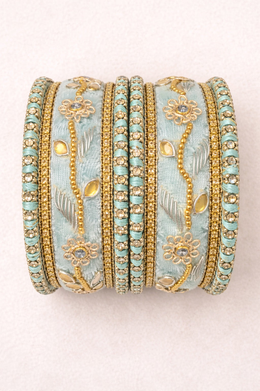Shrikaa Velvet Bangles SVB-1011 - Sky Blue