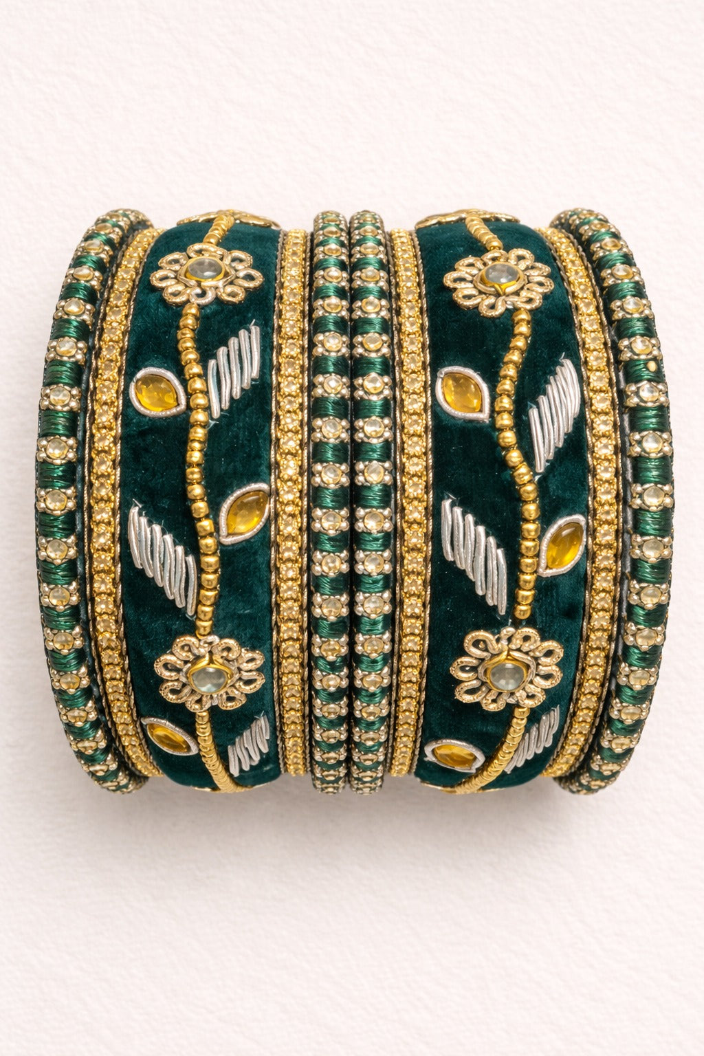 Shrikaa Velvet Bangles SVB-1011 - Dark Green