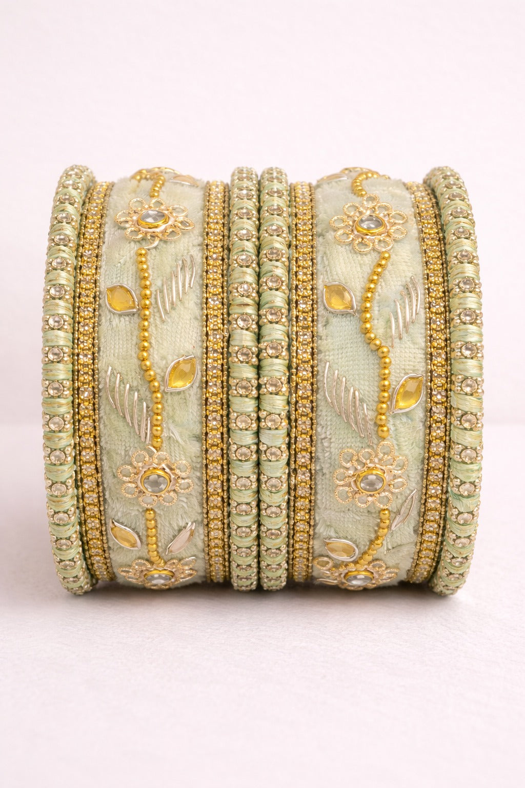 Shrikaa Velvet Bangles SVB-1011 - Light Pista