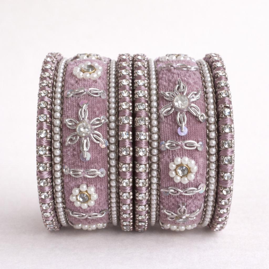 Shrikaa Velvet Bangles SVB-1012 - Dusty Mauve