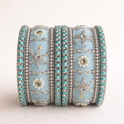 Shrikaa Velvet Bangles SVB-1012 - Sky Blue