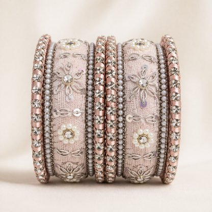 Shrikaa Velvet Bangles SVB-1012 - Blush Pink