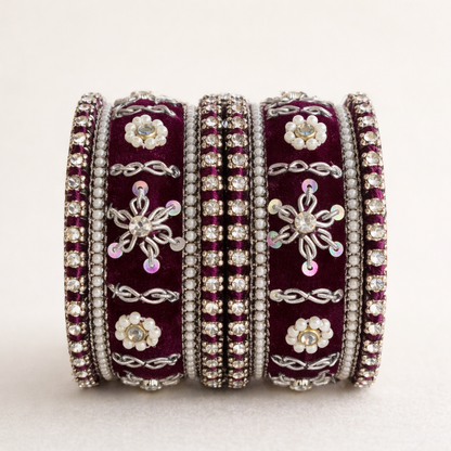 Shrikaa Velvet Bangles SVB-1012 - Wine
