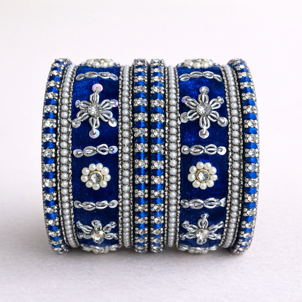 Shrikaa Velvet Bangles SVB-1012 - Royal Blue