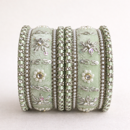 Shrikaa Velvet Bangles SVB-1012 - Light Pista