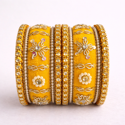 Shrikaa Velvet Bangles SVB-1012 - Mustard