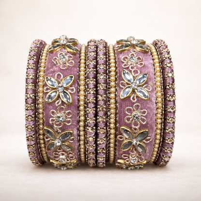 Shrikaa Velvet Bangles SVB-1013 - Blush Pink