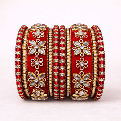 Shrikaa Velvet Bangles SVB-1013 - Red