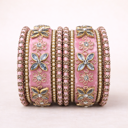 Shrikaa Velvet Bangles SVB-1013 - Baby Pink