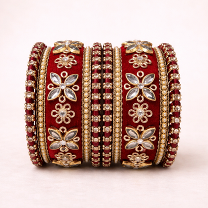 Shrikaa Velvet Bangles SVB-1013 - Maroon