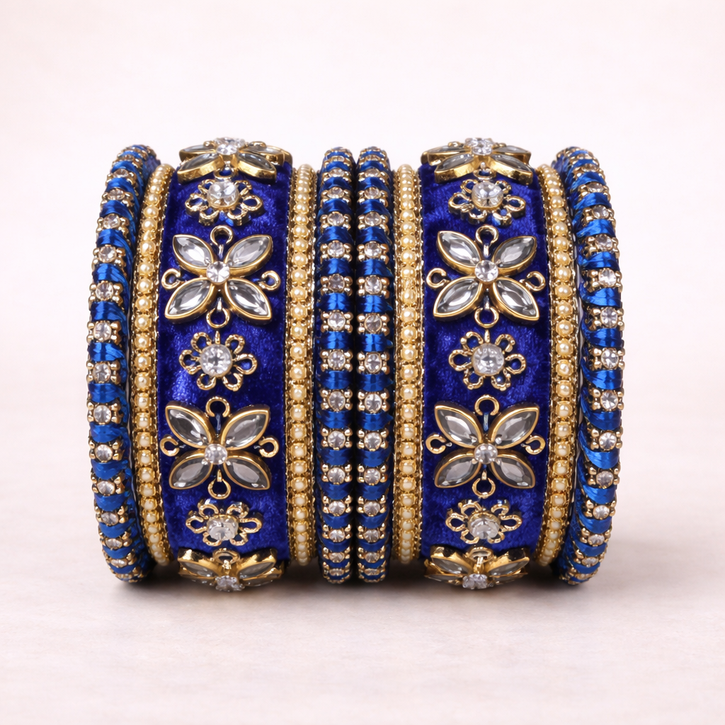 Shrikaa Velvet Bangles SVB-1013 - Royal Blue