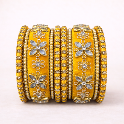 Shrikaa Velvet Bangles SVB-1013 - Mustard
