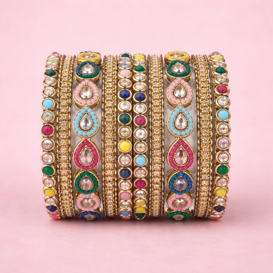 Shrikaa Multicolor Stone Bangles – Traditional Party Wear