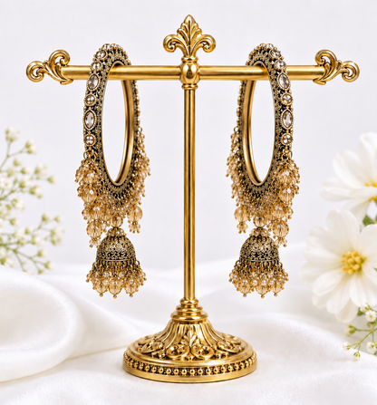 Shrikaa Antique Gold Hanging Jhumka Bangles - Style CR-33