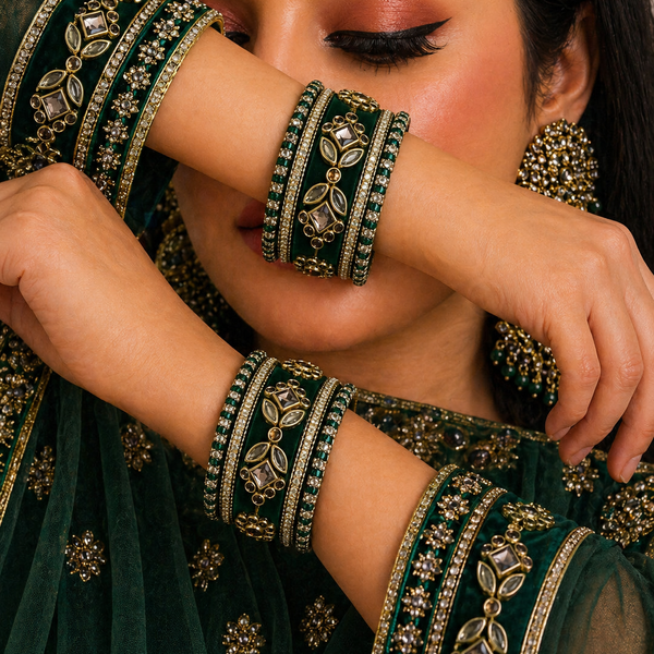 Shrikaa Velvet Bangles - Classic - worn view
