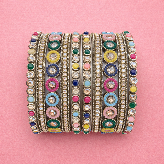 Shrikaa Multicolor Stone Bangles – Traditional Party Wear