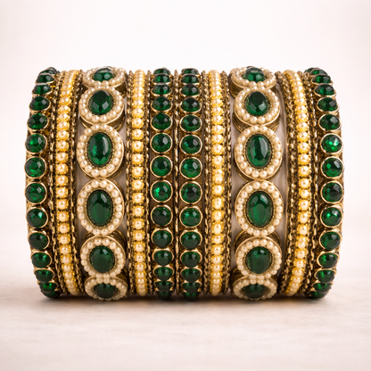 Shrikaa Dark Green Traditional Party Wear Bangles