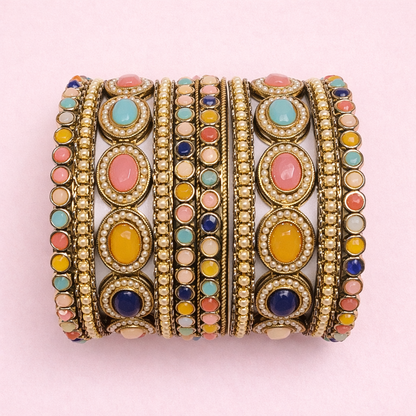 Shrikaa Multicolor Stone Bangles - Mixed