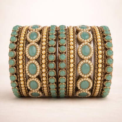 Shrikaa Mint Traditional Party Wear Bangles