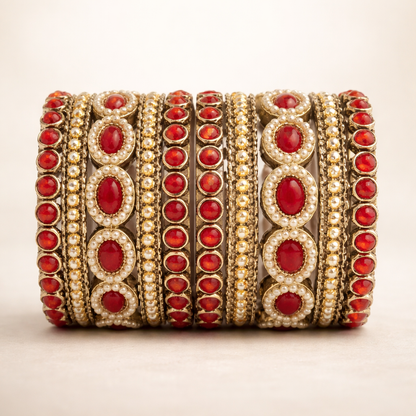Shrikaa Red Traditional Party Wear Bangles