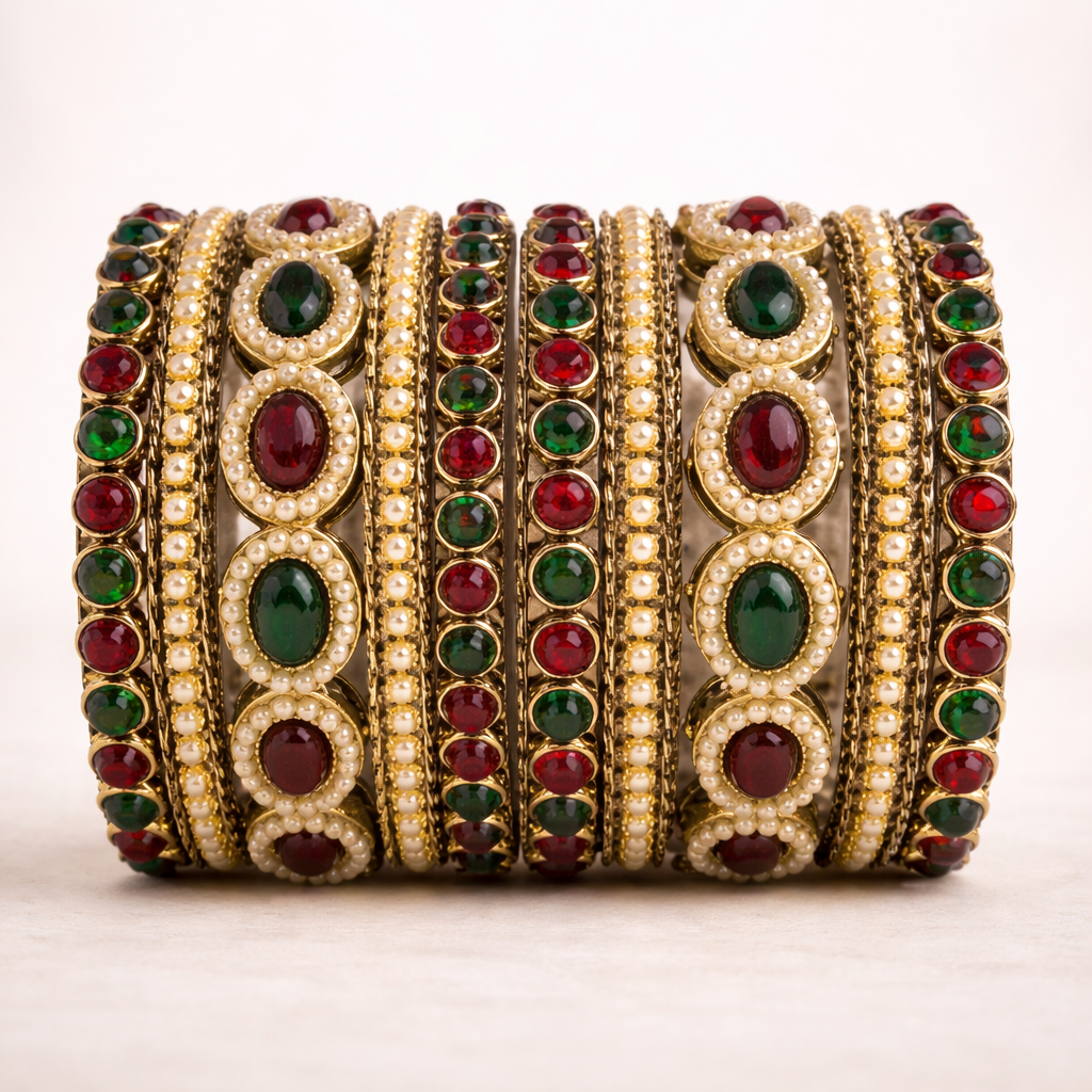 Shrikaa Ruby Green Traditional Party Wear Bangles