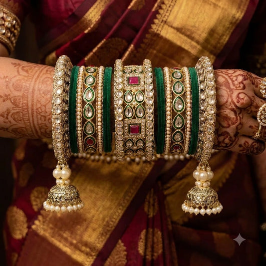 Shrikaa Bridal Bangle Set - Dark Green