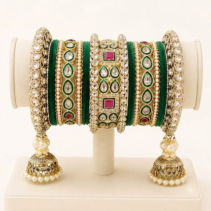Shrikaa Bridal Bangle Set - Dark Green