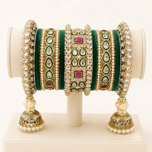 Shrikaa Bridal Bangle Set - Dark Green