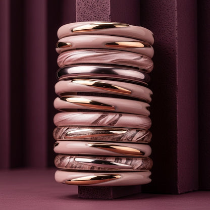 Shrikaa Daily Grace – Beige & Gold Minimal Bangle Stack